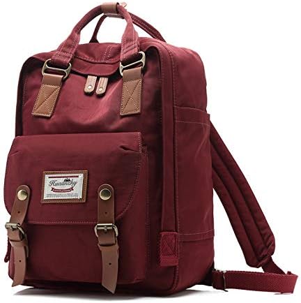 Xiannv Donut Backpack Canvas Bag Backpack Female Mummy Bag College Wind Student Bag Wine Red