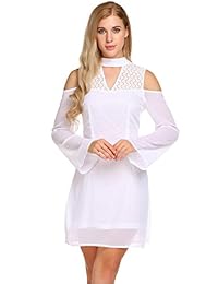 Zeagoo frío hombro Gargantilla de la gasa manga largo vestido de fiesta de cóctel corto