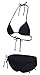 BAWDY Women's Geometric Mesh Triangle Bikini Set, Designed in USA, Black, M