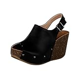 Womens Sling Back Platform Wedge Peep Toe Mule & Clog Sandals