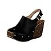Womens Sling Back Platform Wedge Peep Toe Mule & Clog Sandals