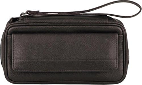 Kunstleder Pipe Case – Black Imitation Leather – 3 Pipes + Strap + Pouch for Tobacco