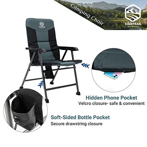 Coastrail Outdoor XL Comfort Camping Folding Chair 400lb Padded Hard