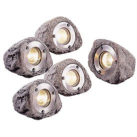 Master Craft Low-Voltage Outdoor Rock Light, Set of 5