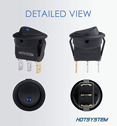 HOTSYSTEM 12V 16 Amp LED Round SPST ON-Off Toggle Switch for Car Motorcycle Boat Marine