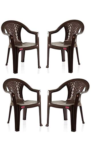 VARMORA Medium Back Check Chair (Set of 4) (Dark Brown)