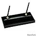 Dacasso Black Leather Double Pen Stand with silver trim