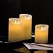 TJFEC Moving Wick LED Flameless Candles, Warmer Romantic Battery Powered,[Real Wax] Beautiful and Elegant Electric Candles - Set of 3, Ivory
