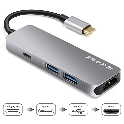 USB C Hub, Type C Hub to HDMI, 4 in 1 Combo with 2USB3.0 and PD, Multi-function USB C to HDMI Adapter for Notebook & Tablet PC & Phone --- MacBook Pro, Chromebook 2016, DELL XP etc. (Black)