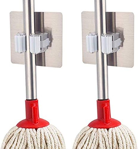 ZHUOTOP Magic Sticker Series Self Adhesive Mop and Broom Holder Wall Mounted Multifunction for Home/Kitchen (White)