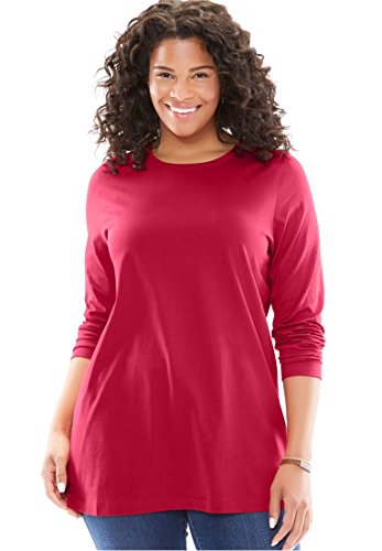Woman WithinWomen's Plus Size Perfect Long-Sleeve Crewneck Tee
