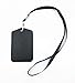 yueton 10pcs Vertical Style Leather Business ID Badge Card Holder, Name Card Business Card Holder Tag with Long Neck Strap Band Lanyard (Black)