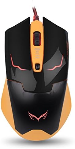 SAREPO Optical Gaming Mouse Mice Black-Eagle High Precision with 4 Level DPI Switchable 800/1200/2000/2800 DPI Ergonomic Design 4 Buttons for Pro Gamer with Notebook PC Laptop Computer (Black+Yellow)