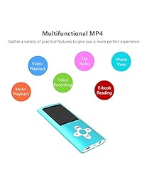 Reproductor MP3 MP4 con tarjeta Micro SD de 16 GB, reproductor de música portátil con soporte de hasta 64 GB, mini puerto USB 1.8 LCD, con visor de fotos, lector de libros electrónicos, grabadora de voz y radio FM