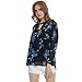 WLLW Women Casual See Through Floral Print Long Sleeve Chiffon Shirt Blouse Tops (Large, Black)