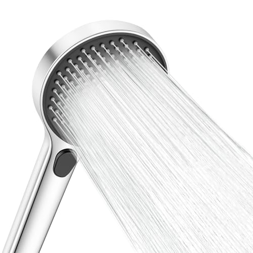 Ronvie Rain Shower Head, Chrome Plated High Pressure Shower Head with 3 Modes, 130mm Large Round Panel, Universal Water Saving Large Showerhead with Self-Cleaning Silicone Nozzle — image 1