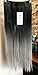 22” Thick Long Straight One Piece Clip in on Hair Extensions Black Gray Ombre Hairpieces with 5 Clips (22