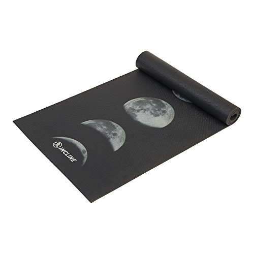 Incline Fit Yoga Mat Anti Slip Printed Yoga Mat (4mm & Thick & Non Slip Exercise Mat for Yoga, Pilates, Stretching, Meditation, Floor & Fitness Exercises, Moon Phases, 6mm