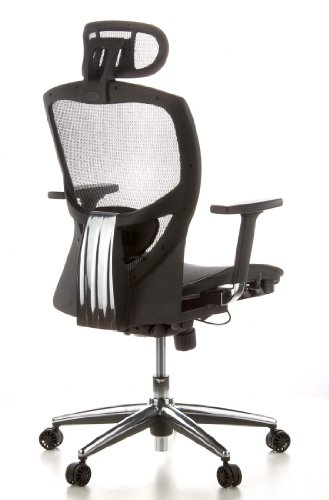 hjh-OFFICE-657000-Sedia-da-ufficio-Sedia-girevole-VENUS-ONE-mesh-nero-sostegno-lombare-flessibile-braccioli-regolabili-profondit-regolabile-base-in-alluminio-lucidato-schienale-regolabile-in-altezza