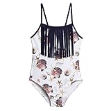 Arshiner Girls Fringe Rainbow Wave Strip One Piece Swimsuit