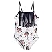 Arshiner Girls Fringe Rainbow Wave Strip One Piece Swimsuit