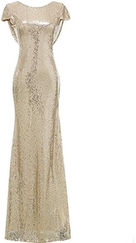 Liyuke Long Prom Dresses Sequins Smooth Art Deco Evening Party Dress Champange 26W