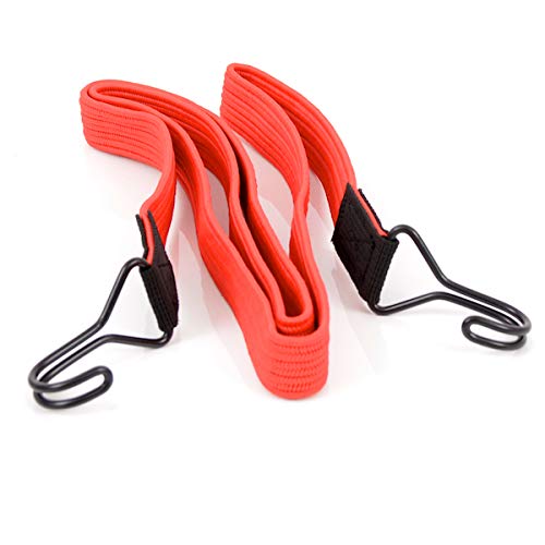 22MM X 150CM RED FLAT ELASTIC BUNGEE STRAPS - PACK OF 2 OR 10 (10 PACK - 22mm x 150cm)