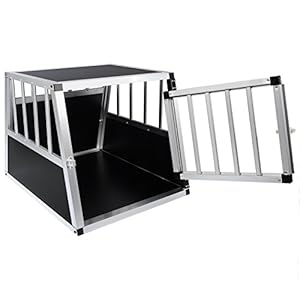 EUGAD Hundetransportbox Alu Hundekäfig Autohundebox 1 Türig Reisebox