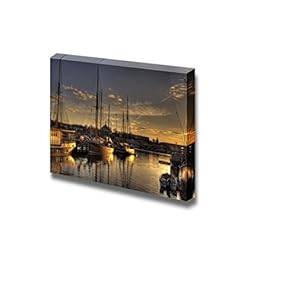 Canvas Prints Wall Art - Beautiful Scenery of Marina Sunset | Modern Wall Decor/Home Decoration Stretched Gallery Canvas Wrap Giclee Print. Ready to Hang - 12" x 18"