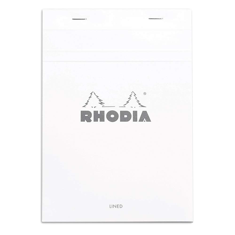RHODIA 16601C - Stapled Notepad N°16 White - A5 - Lined - 80 Detachable Sheets - White Clairefontaine Paper 80 g/m - Soft, Resistant and Waterproof Coated Card Cover - Basics, 148x210mm