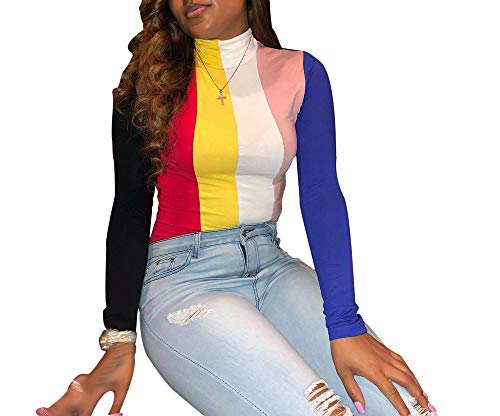rainbow turtleneck shirt