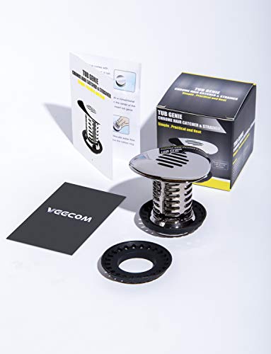 veecom Drain Hair Catcher, Chrome Universal Shower Drain Hair Trap, Anti-Rust & No Mold Bathtub/Sink/Tub Drain Protector Hair Strainer/Snare, Match Drain Sizes from 1.46” to 1.9” - Thumbnail 6