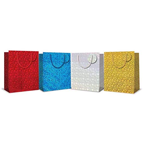 Pack of 12 Christmas Xmas 'Holographic' Presentation Gift Bags (8459) - Small Size