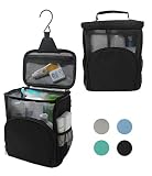 TERRA Home Portable Shower Caddy - Large Capacity, Quick Dry, Mildew Resistant with Metal Hook - Hanging Shower Bag - Waterproof, Breathable Mesh Toiletry Shower Tote for Gym and College Dorm (Black)