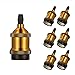 Tomshine E26 E27 Adapter Lamp Light Socket Replacement, Ceramics Screw Fire Heat Resistant Up to 500℃ No Fire Hazard, Metal Brass Finished Edison Retro Bulb Pendant Lamp Holder Medium Screw (6 Pack)