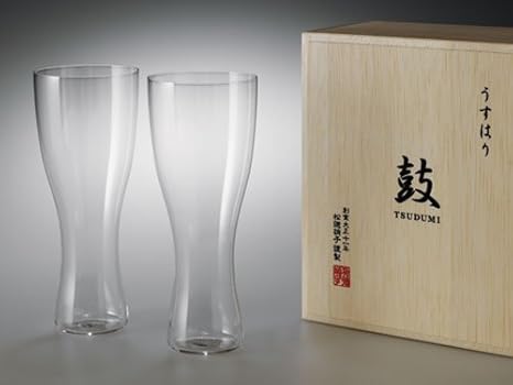Amazon Co Jp うすはりグラス 鼓 ビールグラス ピルスナー 木箱2個セット ホーム キッチン