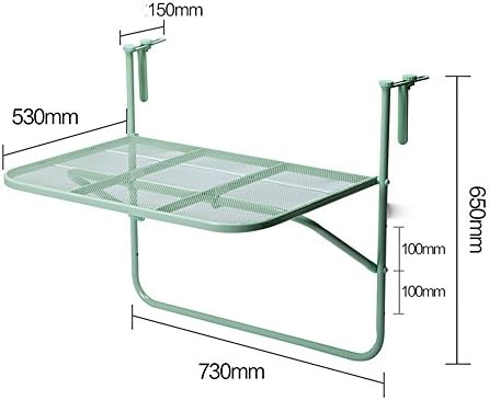 LJHA Folding table Iron balcony racks Railing hanging wall shelf Windowsill flowerpot storage rack Flower stand casual table 4 colors available 650 * 730mm table ( Color : D )