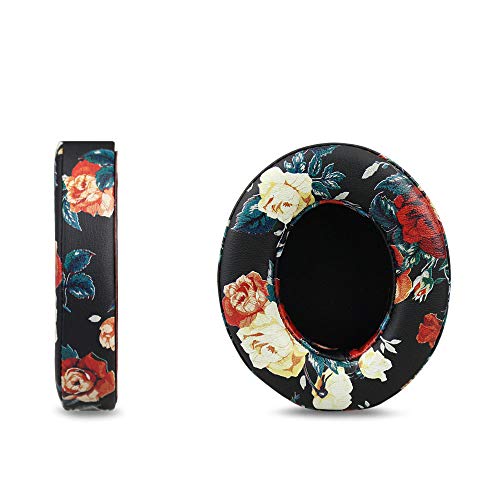 Beats Studio 2/3 Replacement Earpads,Protein Leather/Memory Foam Ear Cushion Pads Cover Ear Cups for Beats Studio 2.0 Wired/Wireless B0500/B0501 & Studio 3.0 Over Ear Headphones,Floral Black