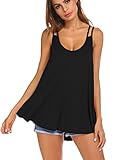 Halife Women's Summer Casual V Neck Pleated Flowy Tank Top Strappy Cami Swing Top