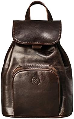 Maxwell Scott - Womens Luxury Classic Italian Leather Small Rucksack Backpack - Handmade in Italy - The Popolo Dark Brown