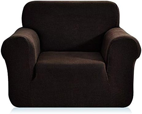 Rayzon Armchair Slipcover Chair Cover Soft High Stretch Knitted Jacquard Fabric Small Checks Couch Slipcover 27" to 47" Wide, 1 Piece Couch Shield(Chair, Chocolate)