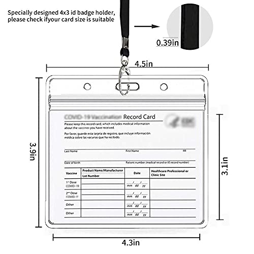 Nani? 6 Pcs Card Protector 4 x 3 in, Badge Holder, ID Badge Holders, ID Protector with Lanyard, Clear Vinyl Plastic Sleeve with Waterproof Type resealable Zip