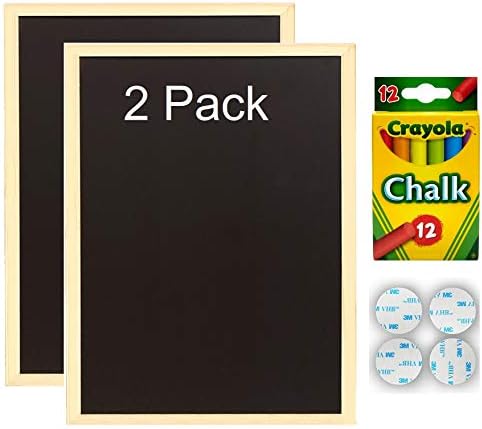 Pack of 2 Large Blackboard 40 x 30 cm Wooden Frame Memo Chalk Board Non-Magnetic Comes with Chalks & Wall Mount fixings