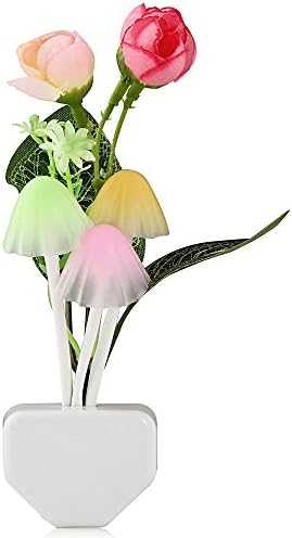 EaseBuy Mushroom Rose Plants LED Nightlight for Baby Children Adults with Light Sensor Control and Color Changing (1 Pack)