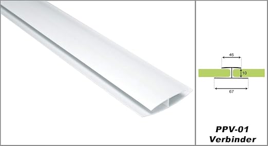 Zubehör für PVC Paneele Bretter Platten Wandverkleidung PP10 PP16 PP25 weiß, Modell:PPV - Verbinder