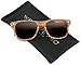 WearMe Pro Faux Wood Reflective Color Lens Horn Rimmed Sunglasses (Light Wood Print, 54)