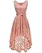 BeryLove Women's Floral Lace Hi-Lo Bridesmaid Dress V Neck Cocktail Formal Swing Dress