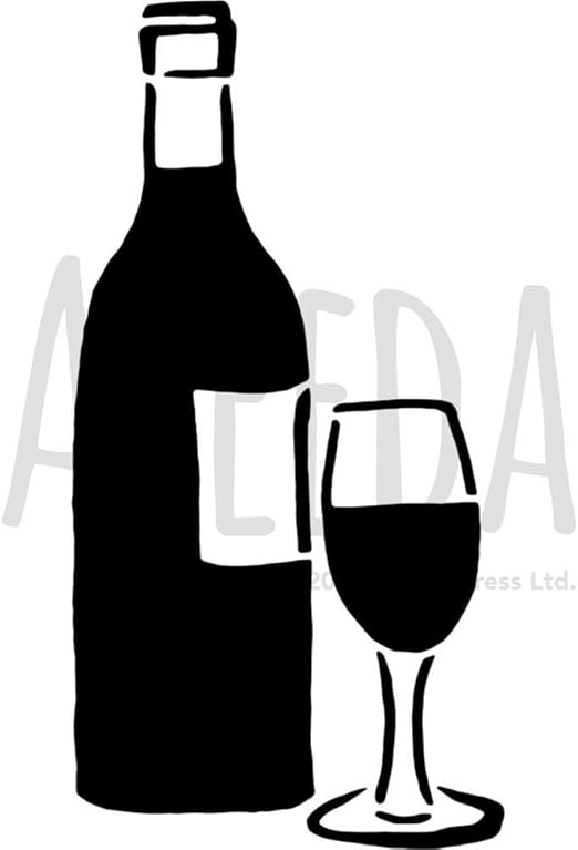 A3 'Wine Glass & Bottle' Wall Stencil / Template (WS00008850) Amazon