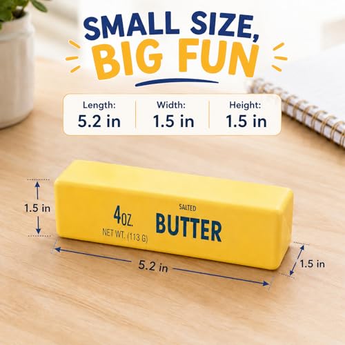 Butter Squishy Stress Relief Toy, 5.2 Inch Soft Slow Rising Butter Stick Squeeze Toy, Cute Food Fidget Desk Toy, Novelty Gag Gift, Party Favor,Birthday Gift Bag Filler for Kids Teens Adults