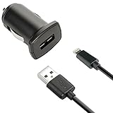 KEY 3.3' Apple MFi Certified Lightning to USB Charge & Sync Cable with Rapid Charge 2.4A Car Charger for iPhone and Android - Retail Packaging - Black